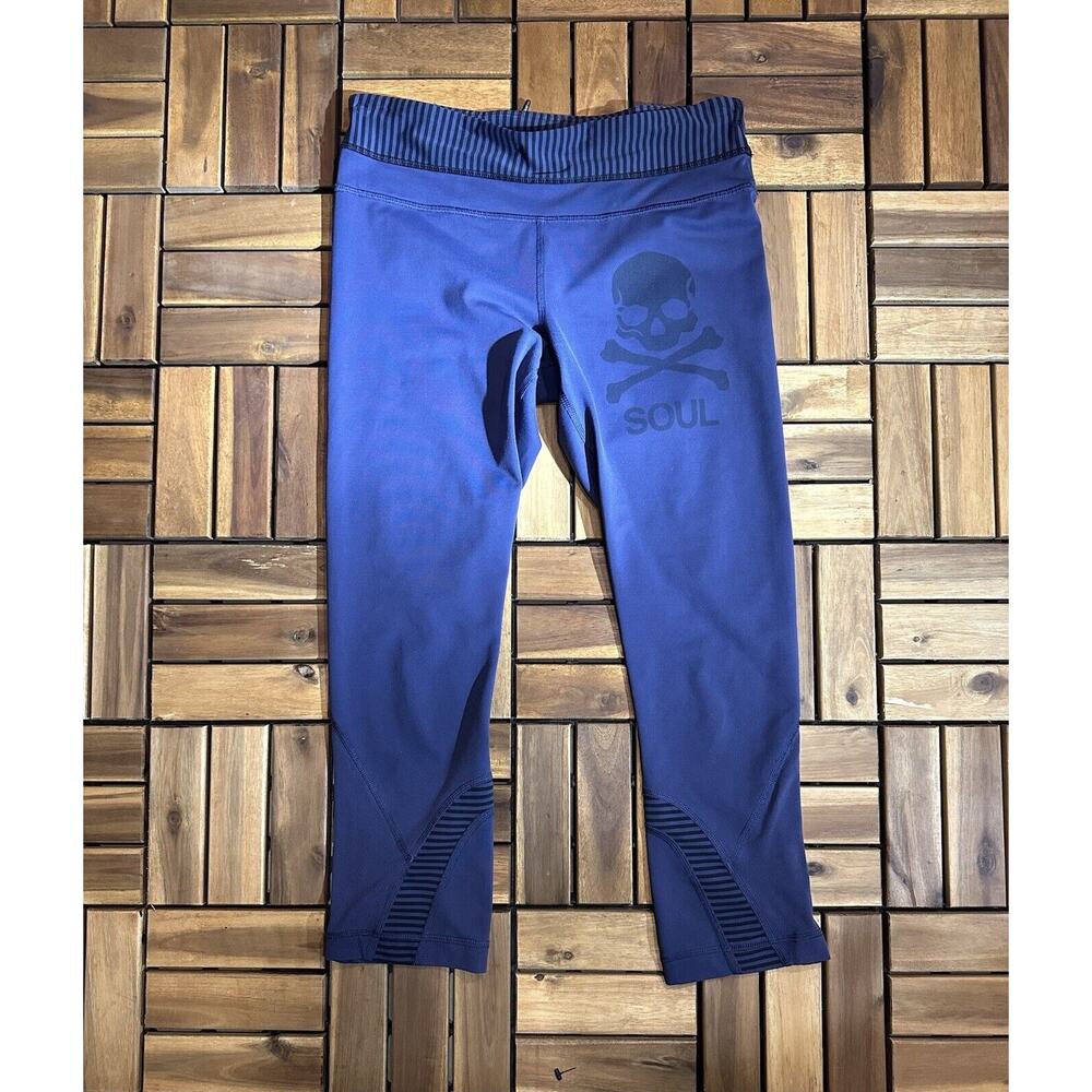 Lululemon Athletica Leggings Purple Soul Cycle Cropped Capri Skull Women Size 6